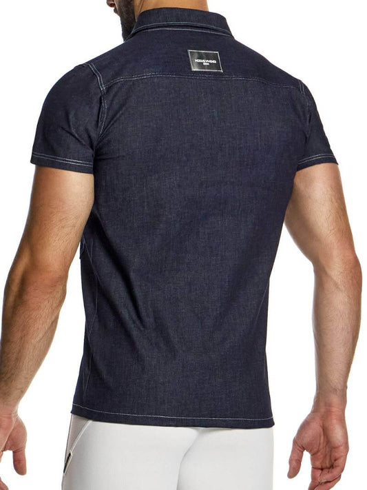 Mens MODUS VIVENDI Denim Shirt: Short Sleeve, Collared, Button Up