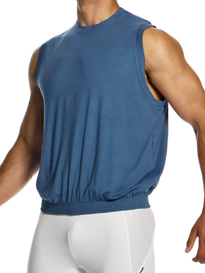 Mens MODUS VIVENDI Bamboo Tank Top: Relaxed Fit, Elasticated Hem