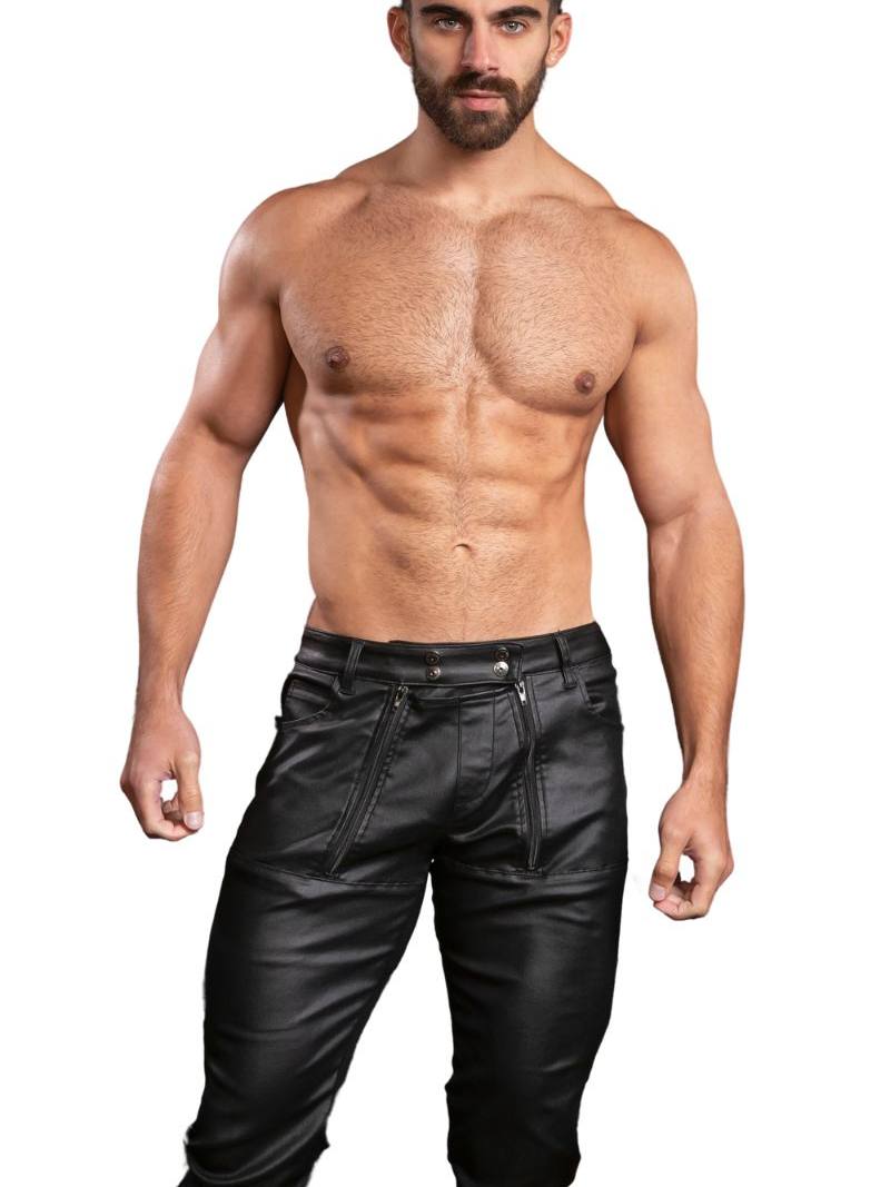 Mens CellBlock13 Axis Zipper Pants, Wax Coated Denim