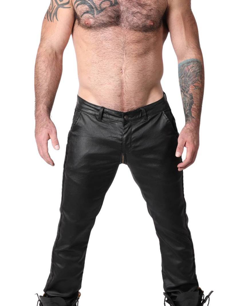 Mens CellBlock13 Axis Zipper Pants, Wax Coated Denim