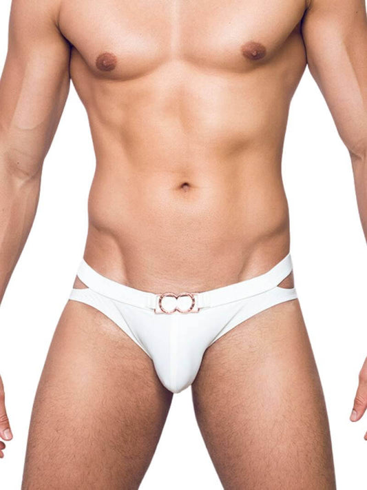 2EROS Mens Black Label White Swim Brief
