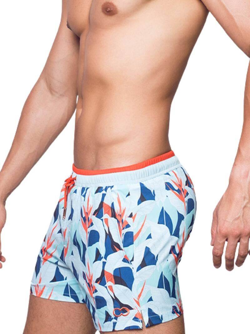 2eros Men's Caribbean Twist Swimming Short with Tropical Print