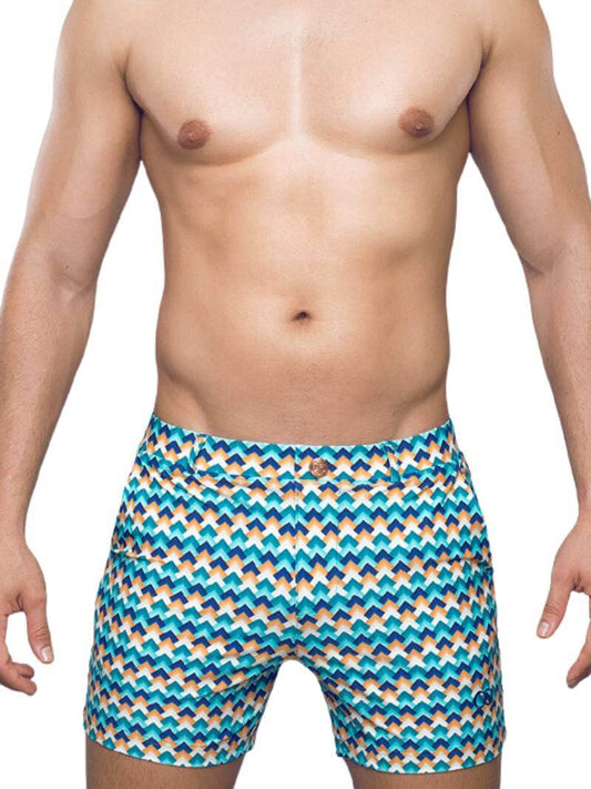 2eros Chevy Blue Bondi Swim Shorts S60 with Geometric Print