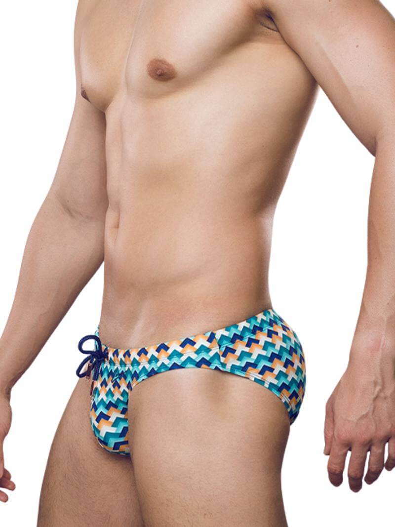 2eros V20 Swimming Brief with Chevy Blue Geometric Print