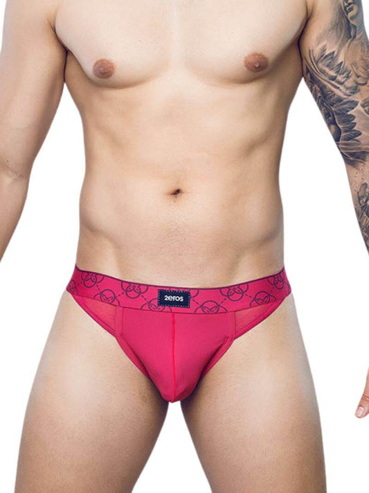 2eros Mens Breathable Mesh Himeros Thong Underwear Raspberry