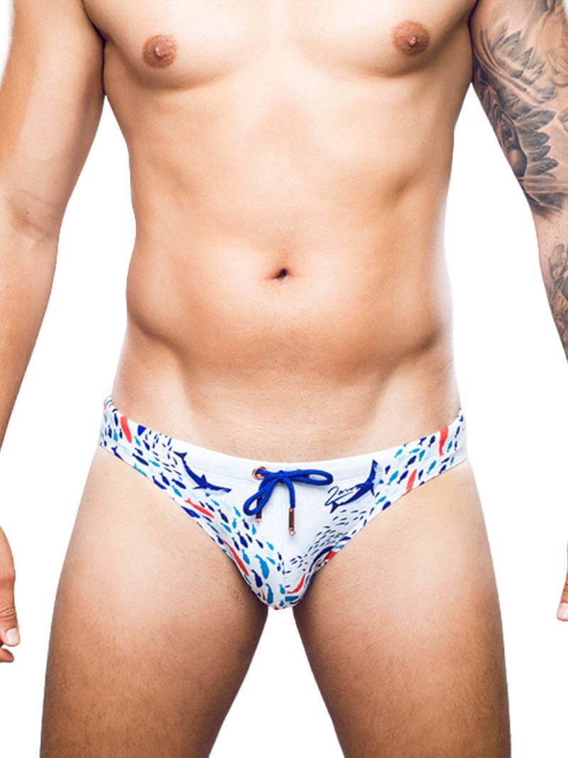2eros Mens V10 Seascape Printed Swimming Bikini Brief