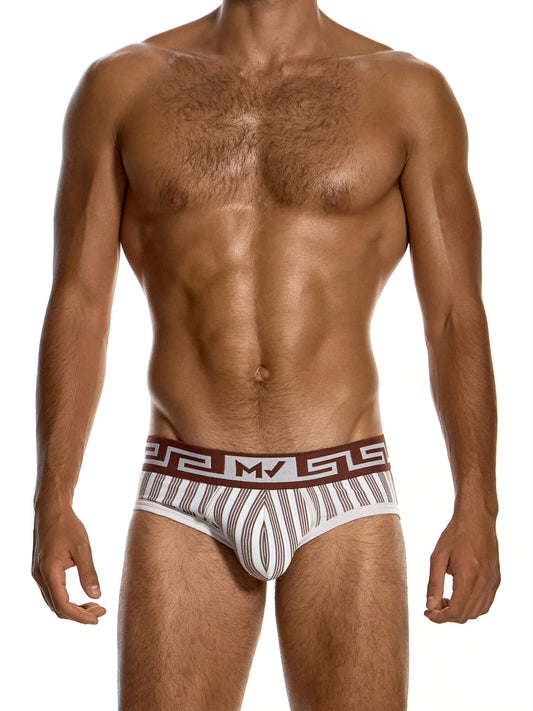 Modus Vivendi Meander Stripes Classic Brief in Taupe, product photograph