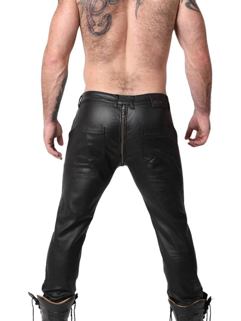 Mens CellBlock13 Axis Zipper Pants, Wax Coated Denim