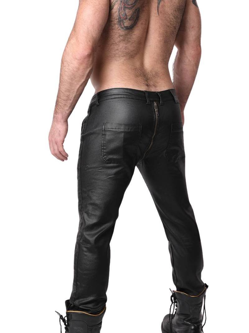 Mens CellBlock13 Axis Zipper Pants, Wax Coated Denim