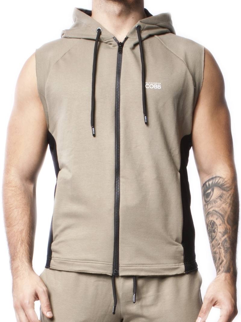Alexander Cobb Men's Sleeveless Zipped Cotton Hoodie Tank