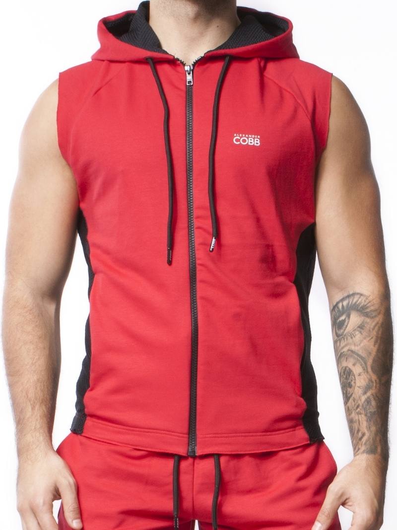 Alexander Cobb Men's Sleeveless Zipped Cotton Hoodie Tank