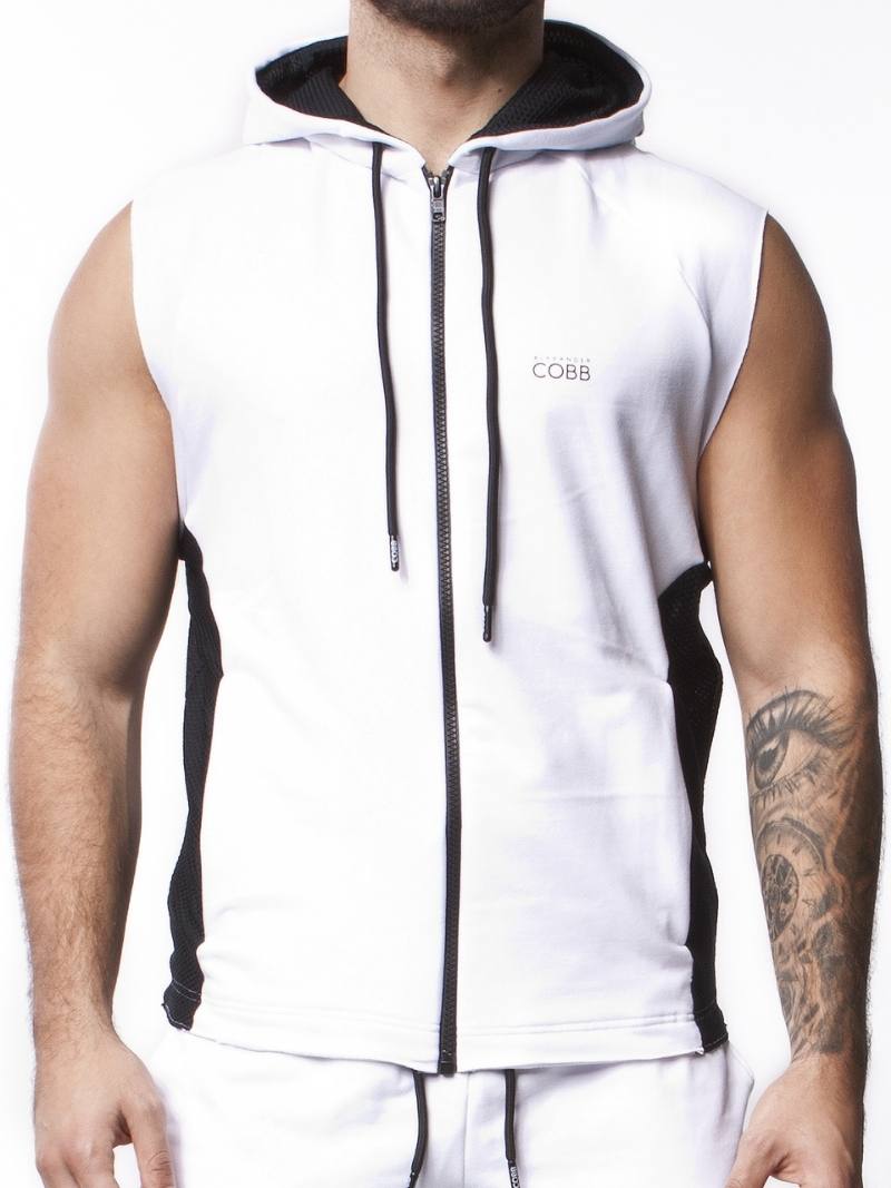 Alexander Cobb Men's Sleeveless Zipped Cotton Hoodie Tank