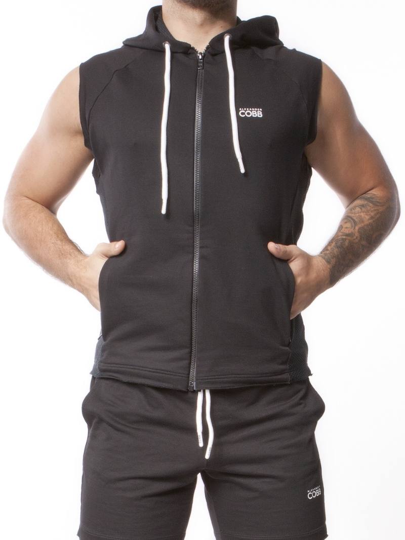 Alexander Cobb Men's Sleeveless Zipped Cotton Hoodie Tank