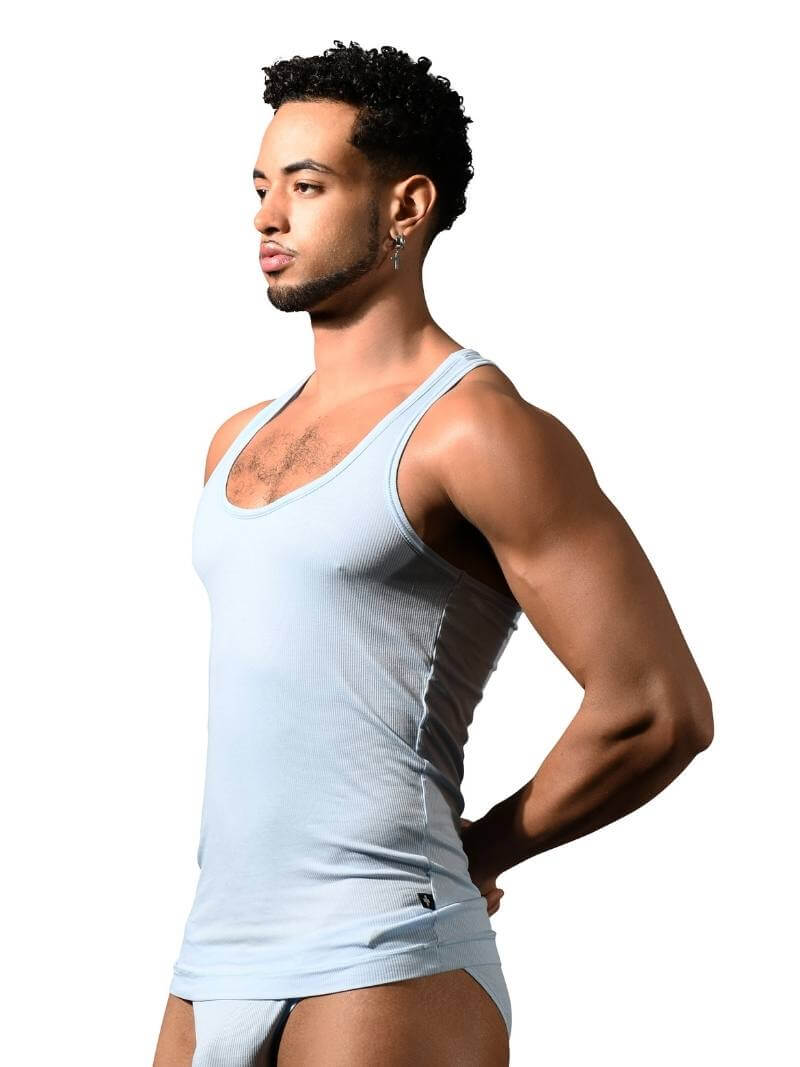 Men's Andrew Christian Beater Vest: Stretchy Ribbed Rayon