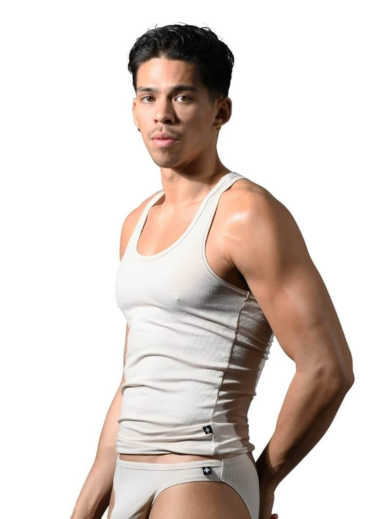 Men's Andrew Christian Beater Vest: Stretchy Ribbed Rayon
