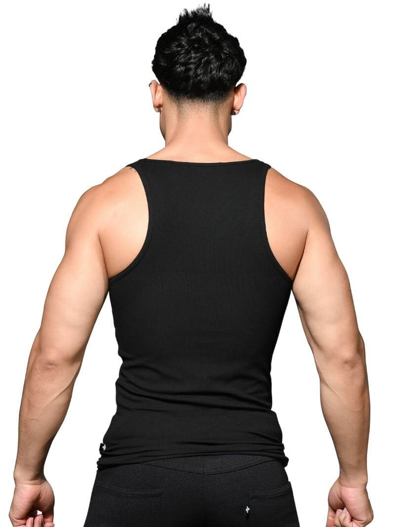 Men's Andrew Christian Beater Vest: Stretchy Ribbed Rayon