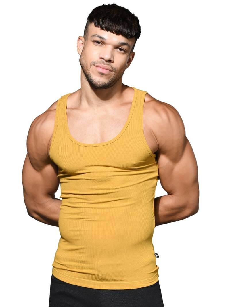 Men's Andrew Christian Beater Vest: Stretchy Ribbed Rayon