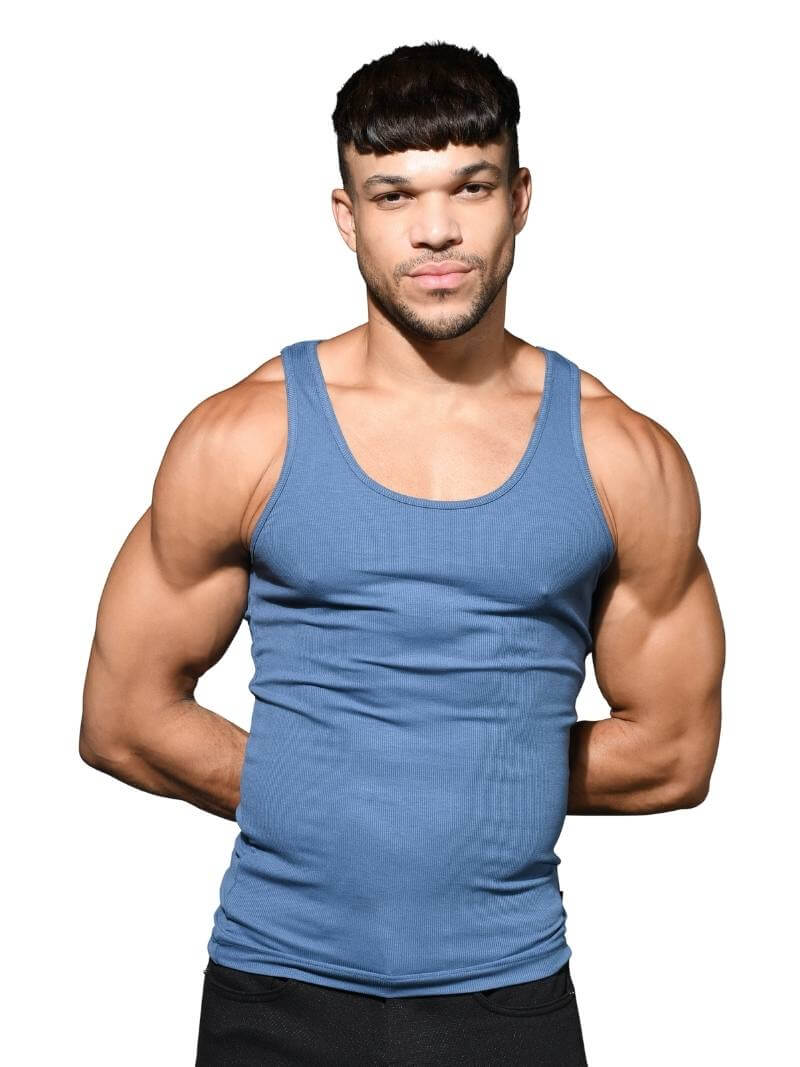 Men's Andrew Christian Beater Vest: Stretchy Ribbed Rayon