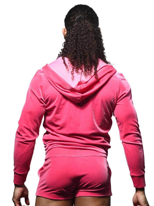 Men's Andrew Christian Paris Vibrant Pink Velvet Zipped Jacket