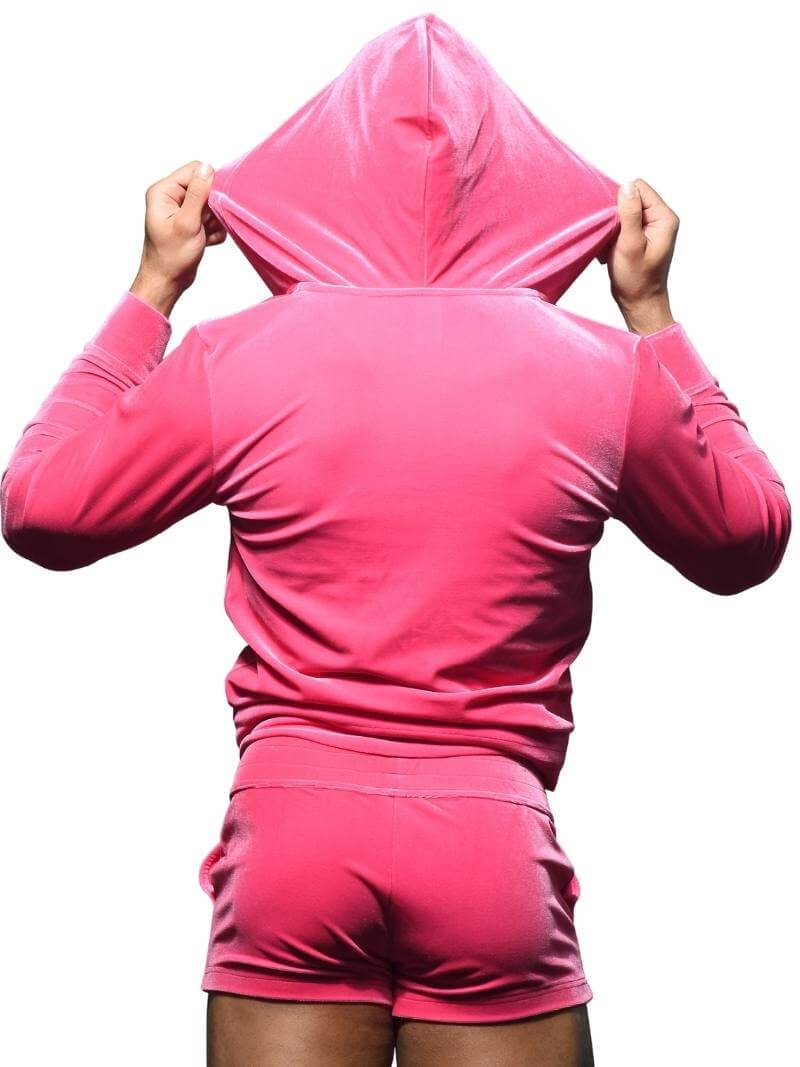 Men's Andrew Christian Paris Vibrant Pink Velvet Zipped Jacket