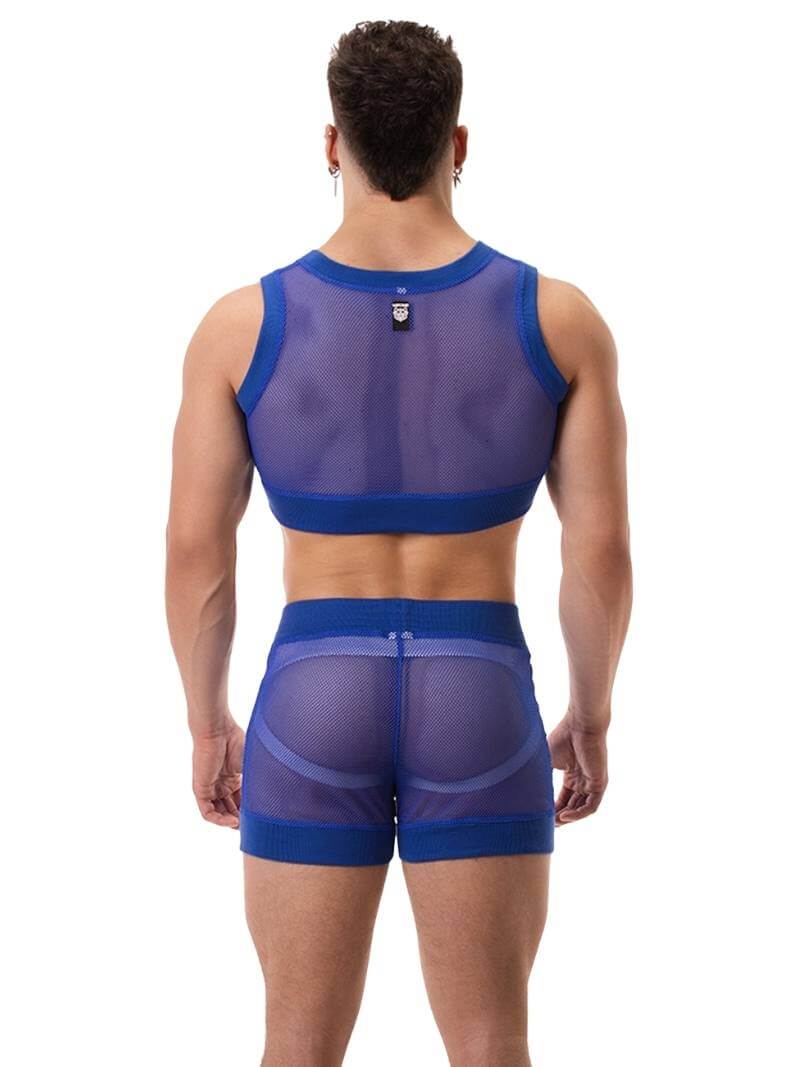 BARCODE Berlin Yasin Royal Blue Mesh Crop Top