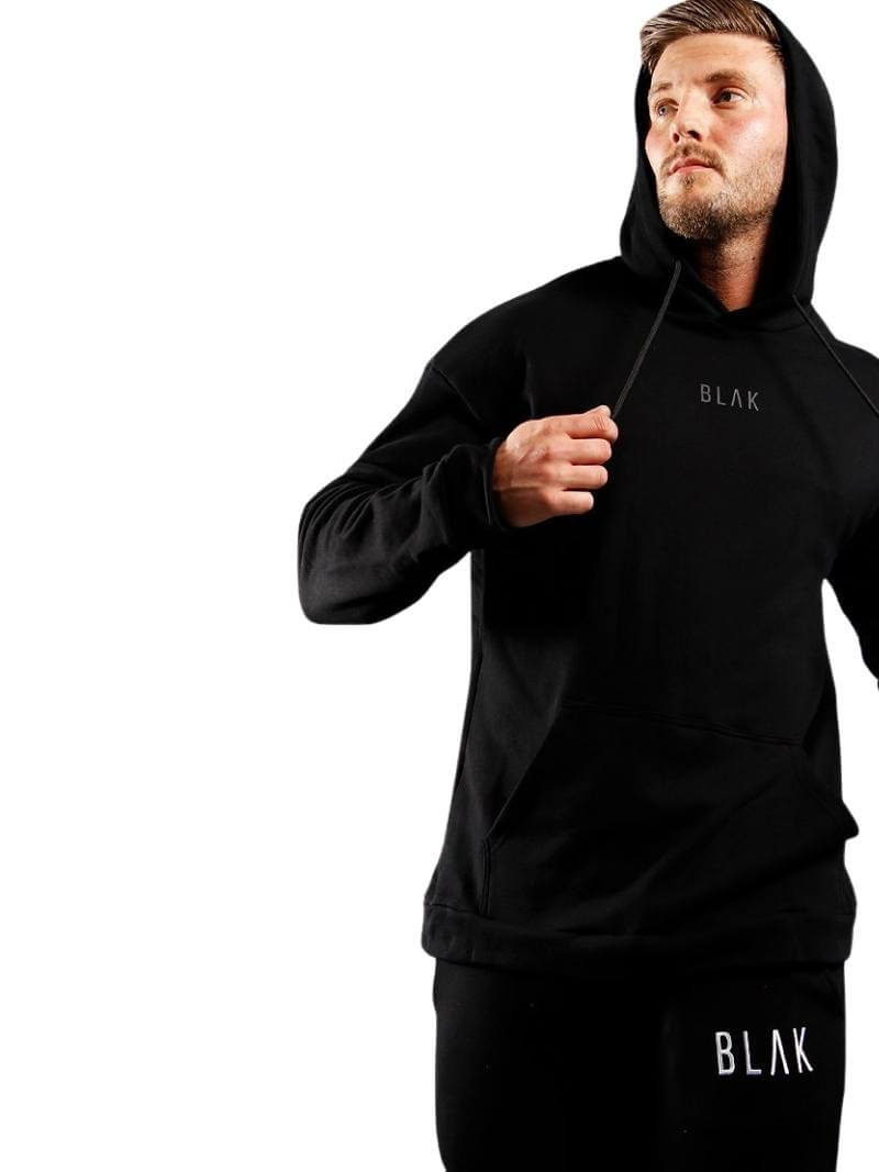 Mens BLAK Oversized Hoodie, Small Black Logo