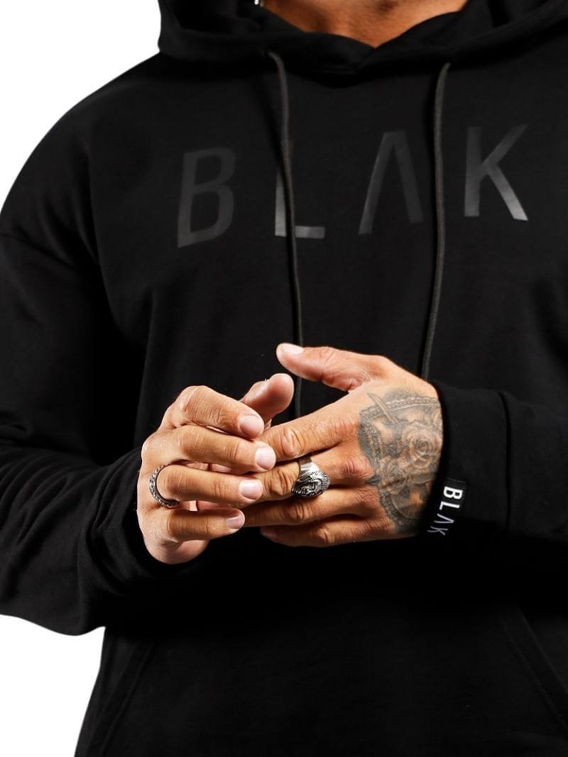 Mens BLAK Oversized Boxy-Style Hoodie