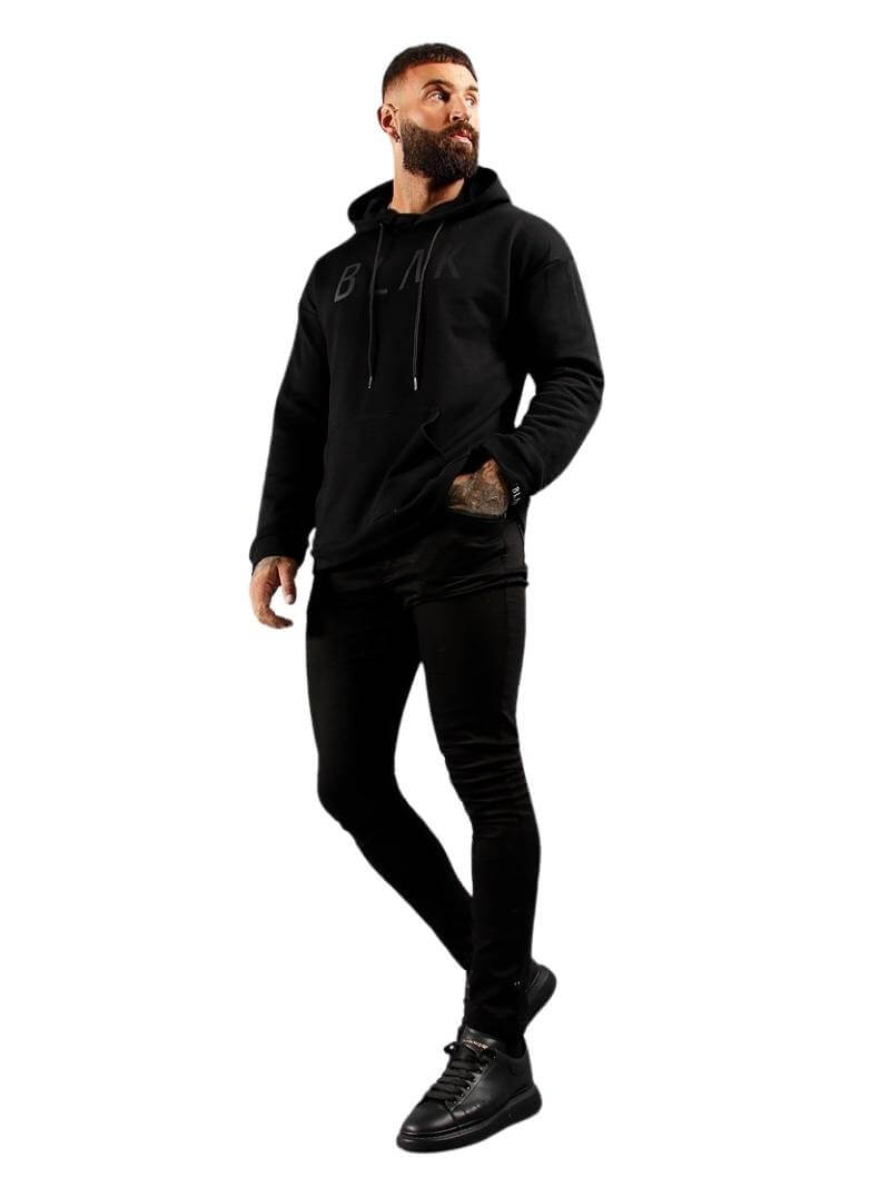 Mens BLAK Oversized Boxy-Style Hoodie