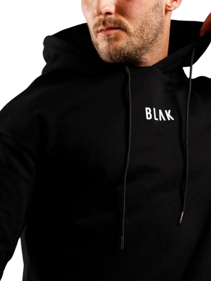 Mens BLAK Oversized Hoodie, Small White Logo