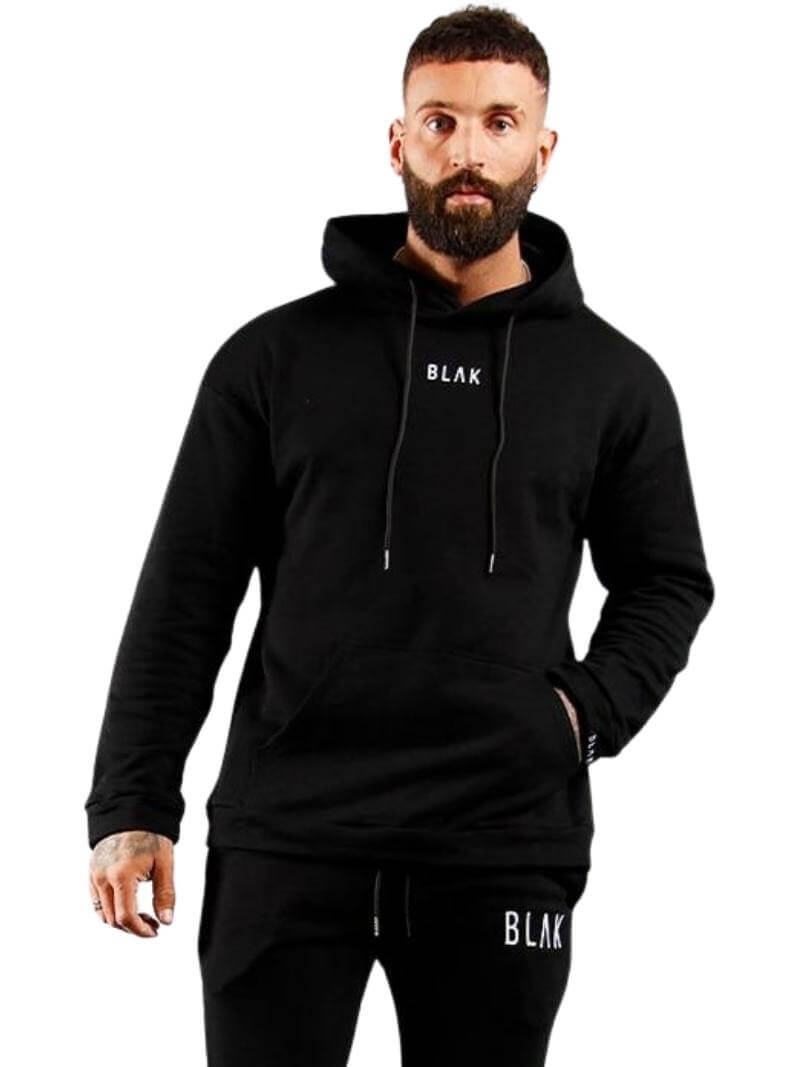 Mens BLAK Oversized Hoodie, Small White Logo