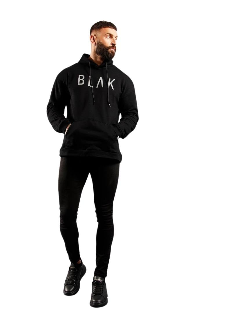Mens BLAK Reflective Logo Oversized Hoodie