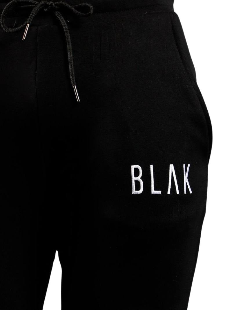 Mens BLAK Tape Zipped Hem Slim Fit Joggers
