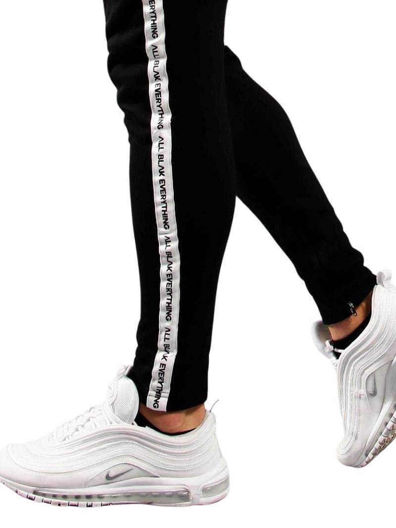 Mens BLAK Tape Cuffed Slim Fit Joggers