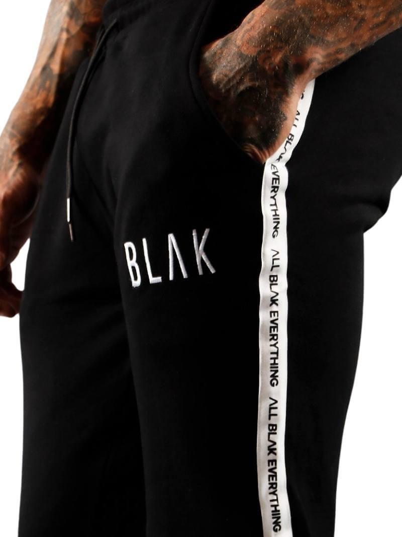 Mens BLAK Tape Cuffed Slim Fit Joggers