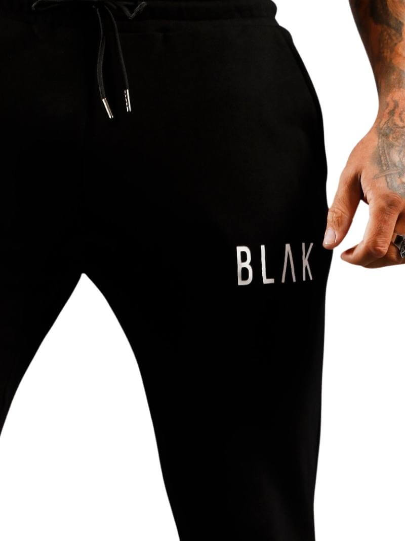 Mens BLAK Cuffed Slim Fit Joggers