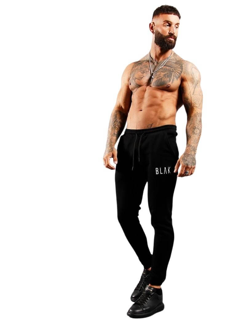 Mens BLAK Cuffed Slim Fit Joggers