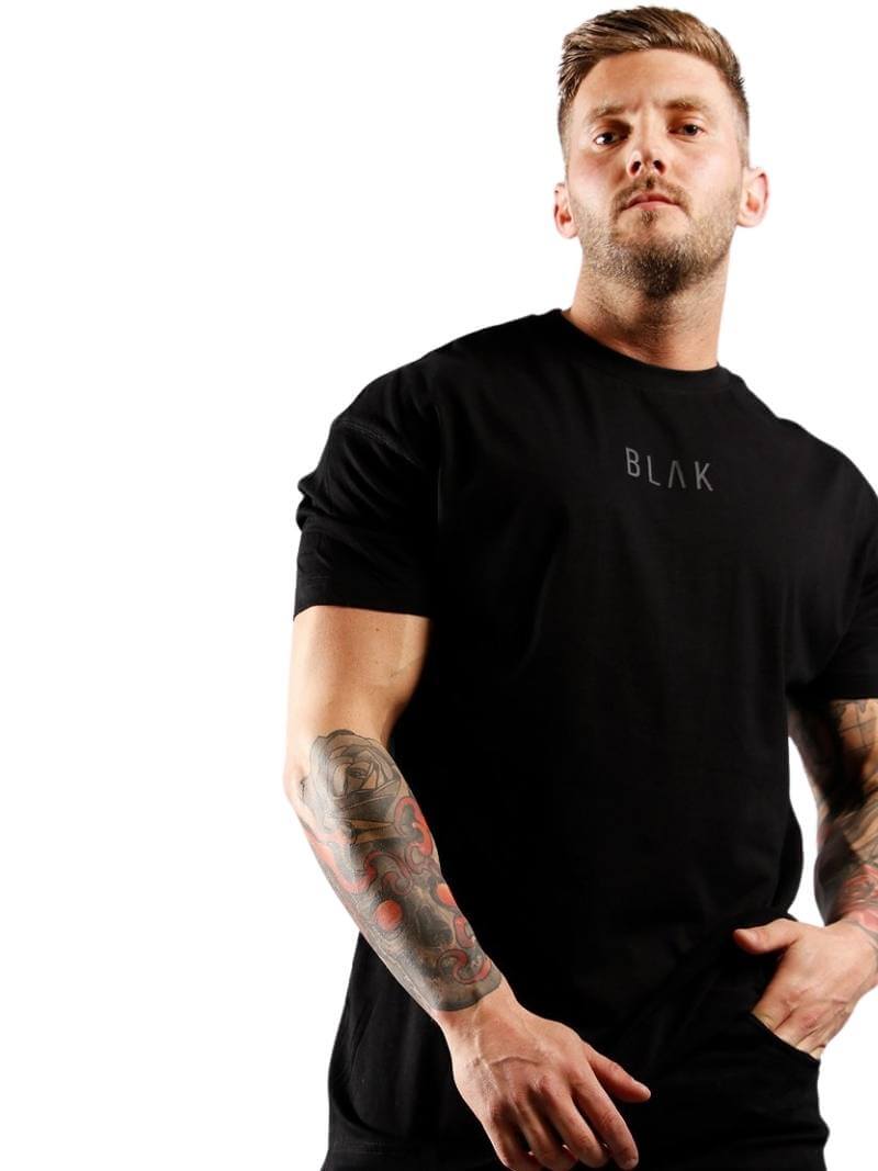 Mens BLAK Oversized Large Logo Cotton T-Shirt