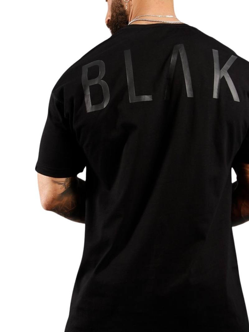 Mens BLAK Oversized Large Logo Cotton T-Shirt