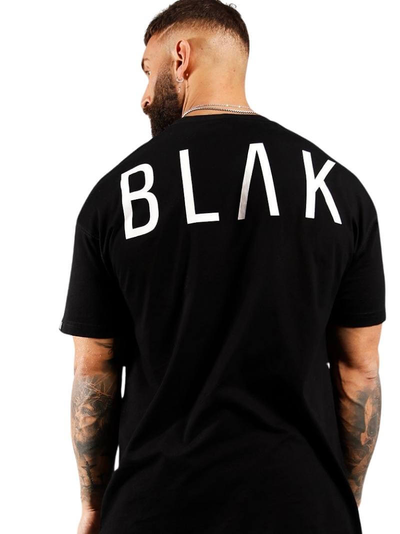 Mens BLAK Oversized Large Logo Cotton T-Shirt