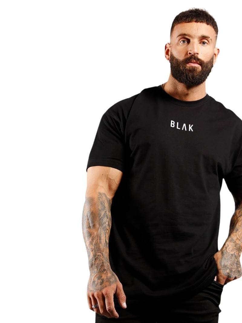 Mens BLAK Oversized Large Logo Cotton T-Shirt