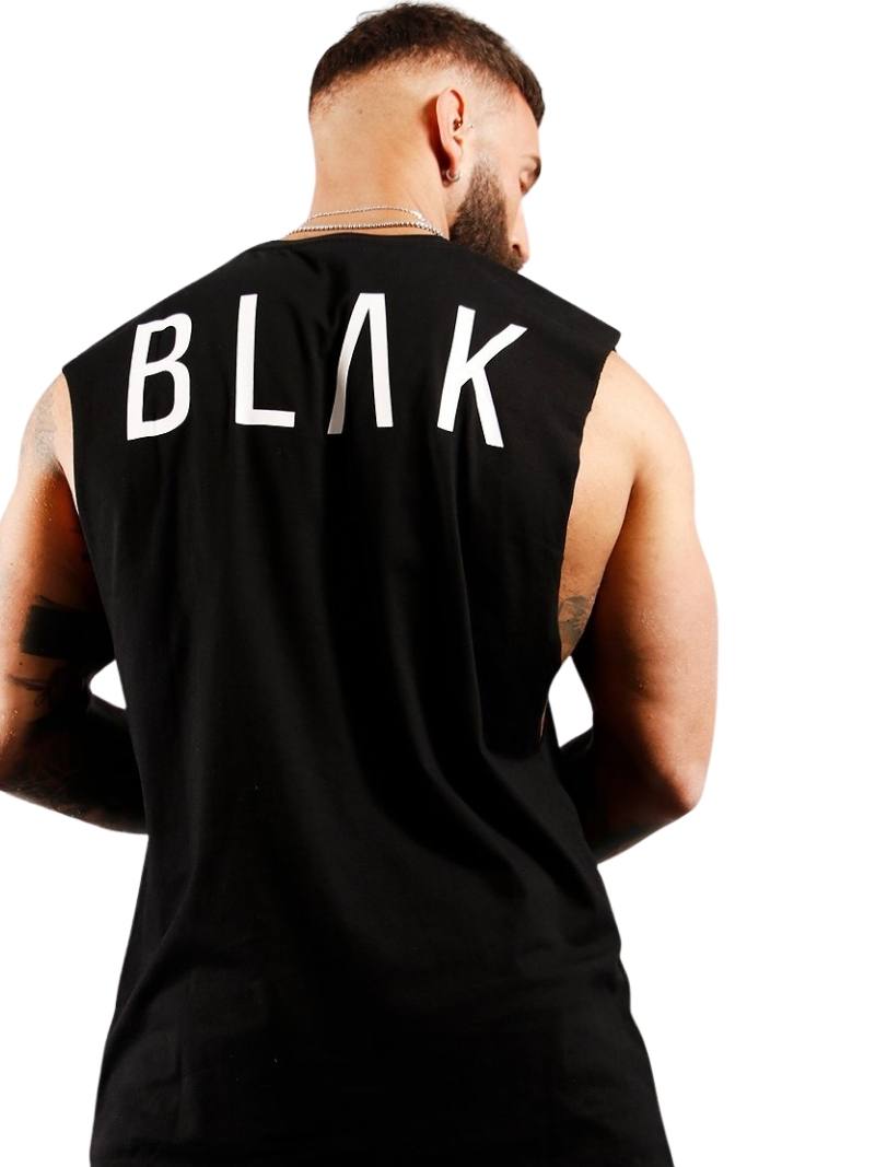 Mens BLAK Oversized Cotton Tank Top