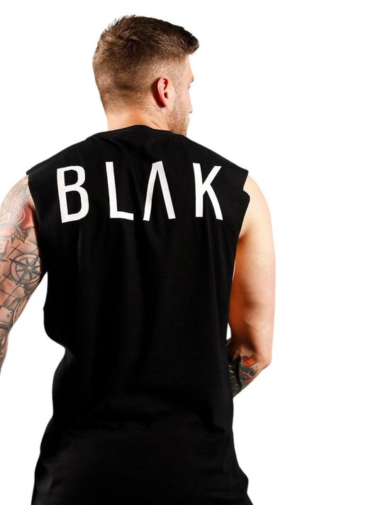 Mens BLAK Oversized Cotton Tank Top
