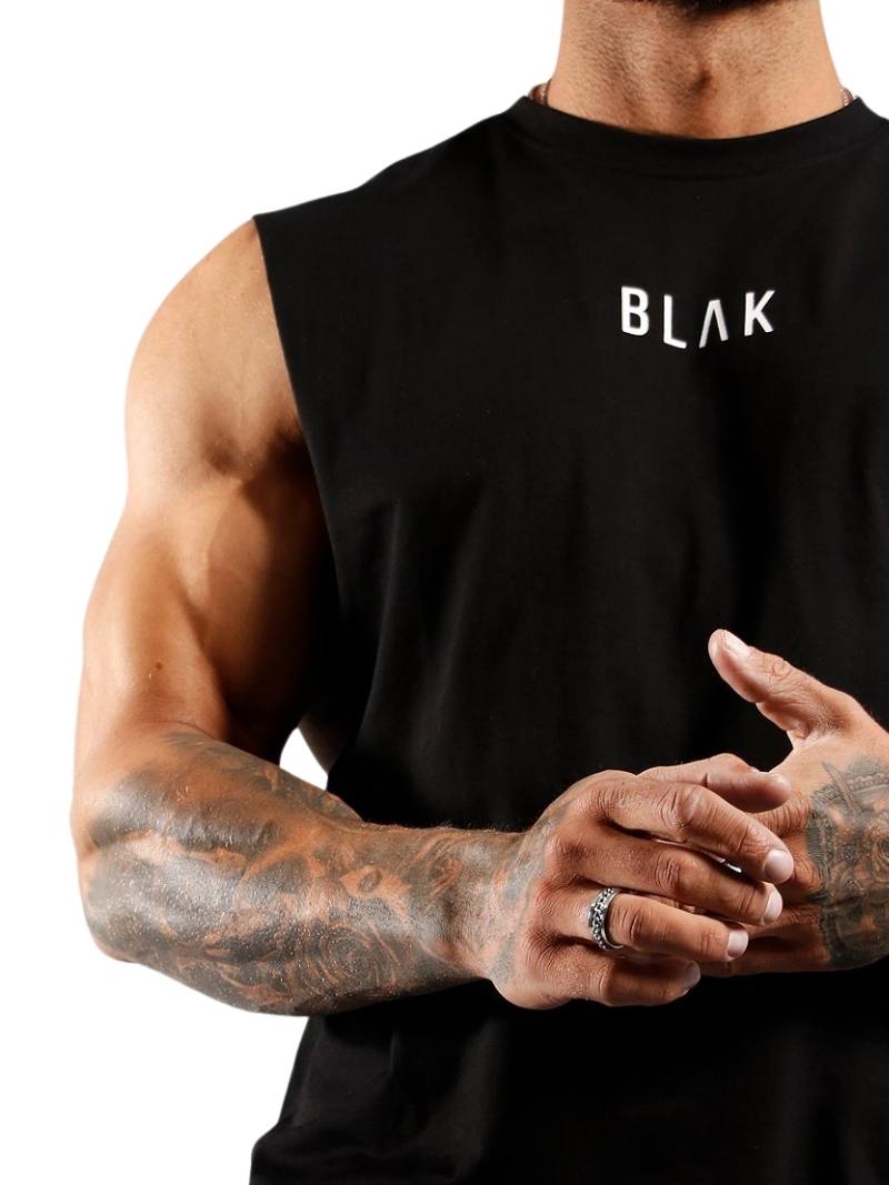 Mens BLAK Oversized Cotton Tank Top
