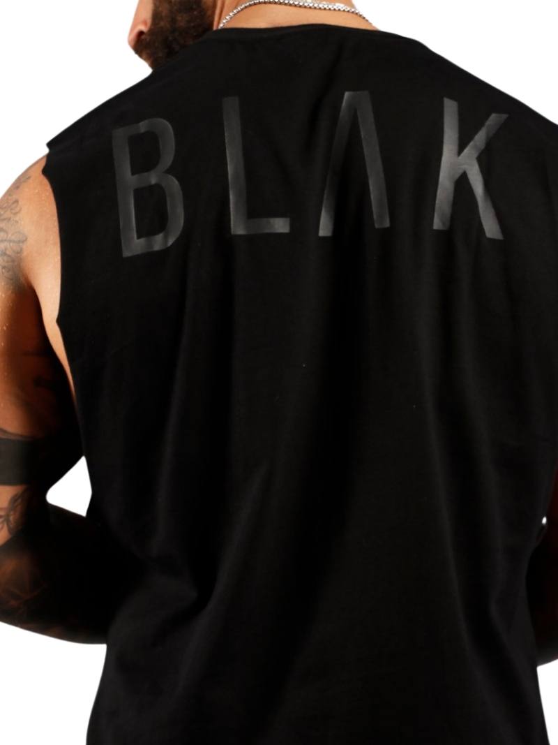 Mens BLAK Oversized Cotton Tank Top