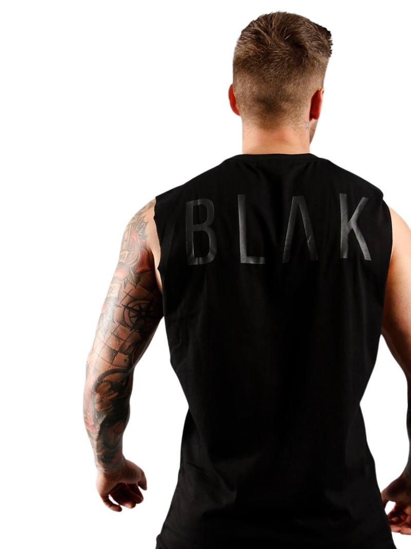 Mens BLAK Oversized Cotton Tank Top