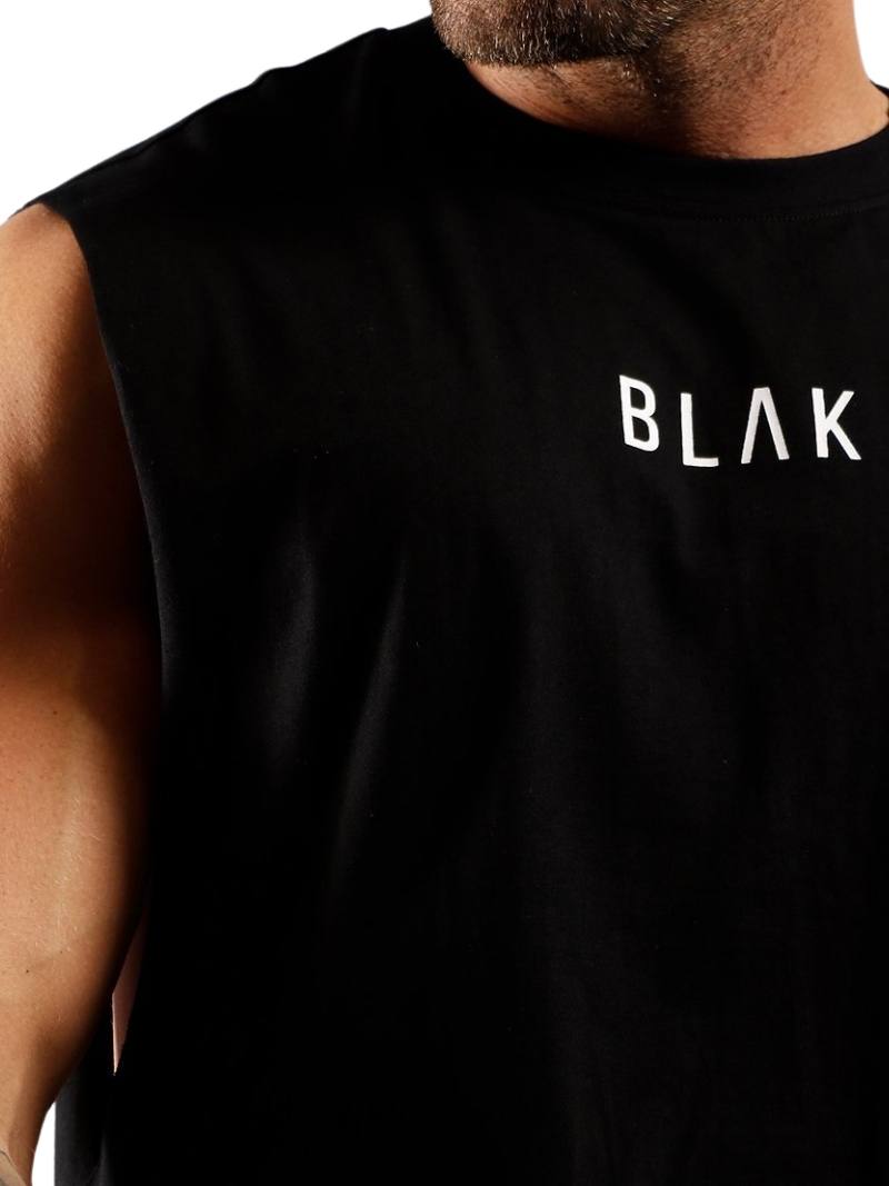 Mens BLAK Oversized Cotton Tank Top