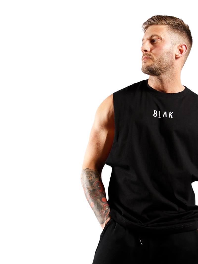 Mens BLAK Oversized Cotton Tank Top