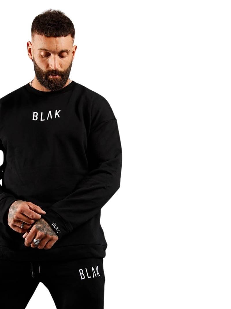 Mens BLAK Oversized Sweater, White Logo