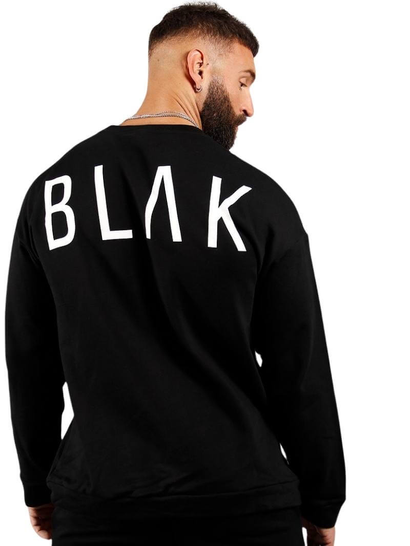 Mens BLAK Oversized Sweater, White Logo
