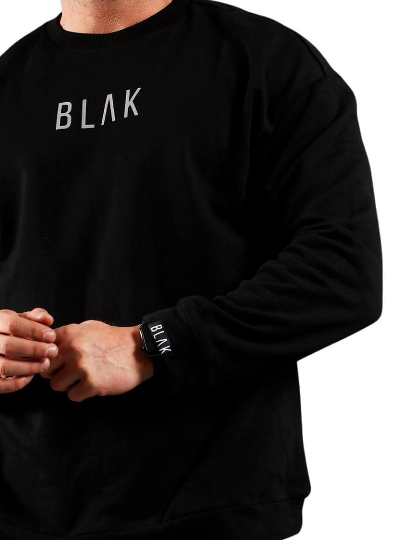 Mens BLAK Oversized Sweater, Reflective Logo